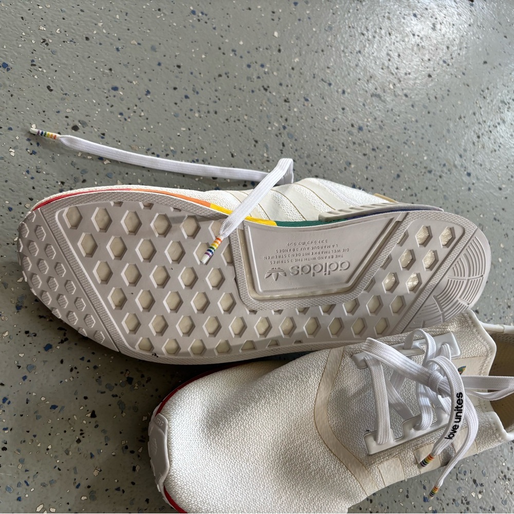 White Sneakers with Rainbow Accents - Picture 2 of 2